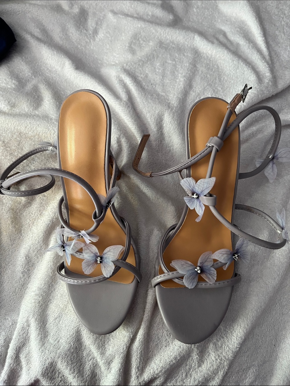 Lavender Floral Butterflies Strappy Women's Sandals